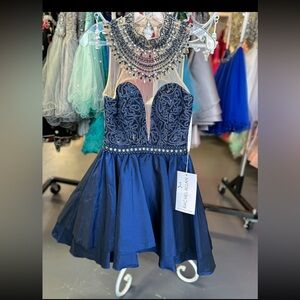 Short Formal Navy Blue Size 2 Rachel Allen